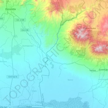 Mapa topográfico Río María Linda, altitud, relieve