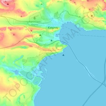 Mapa topográfico Керчь, altitud, relieve