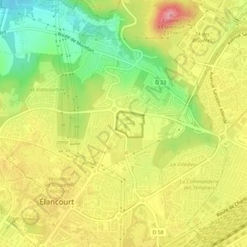 Mapa topográfico Océan Atlantique, altitud, relieve