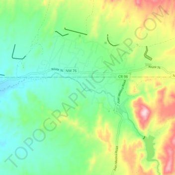 Mapa topográfico Chimayo, altitud, relieve