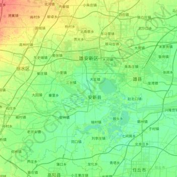 Mapa topográfico 雄安新区, altitud, relieve