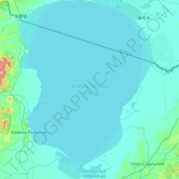 Mapa topográfico озеро Ханка, altitud, relieve