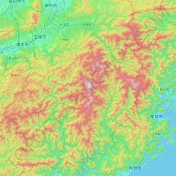 Mapa topográfico 吉野郡, altitud, relieve