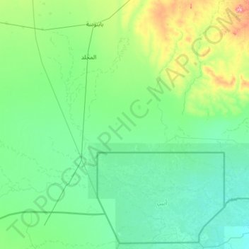 Mapa topográfico Abyei, altitud, relieve