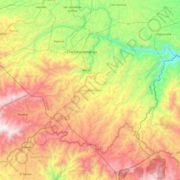 Mapa topográfico Chichicastenango, altitud, relieve