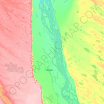 Mapa topográfico Хамагаттинский наслег, altitud, relieve