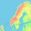 Mapa topográfico Skandinavia, altitud, relieve