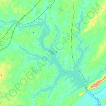 Mapa topográfico High Rock Lake, altitud, relieve