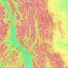 Mapa topográfico Area A (Upper Flathead/Elk Valley), altitud, relieve