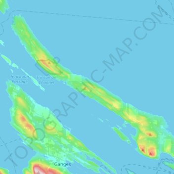 Mapa topográfico Galiano Island, altitud, relieve