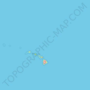 Mapa topográfico Archipiélago de Hawái, altitud, relieve