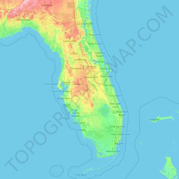 Mapa topográfico Flórida, altitud, relieve