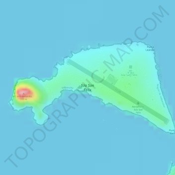 Mapa topográfico Isla San Félix, altitud, relieve