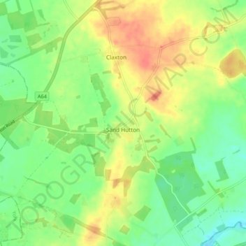 Mapa topográfico Sand Hutton, altitud, relieve
