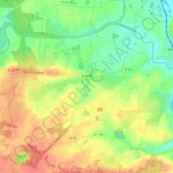 Mapa topográfico Guipel, altitud, relieve