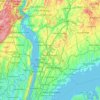 Mapa topográfico Westchester County, altitud, relieve