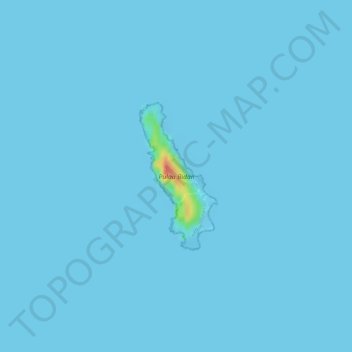 Mapa topográfico Pulau Bidan, altitud, relieve