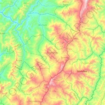 Mapa topográfico Tseminyu, altitud, relieve