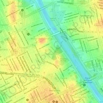 Mapa topográfico Porenquanto, altitud, relieve