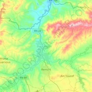 Mapa topográfico Remchi, altitud, relieve
