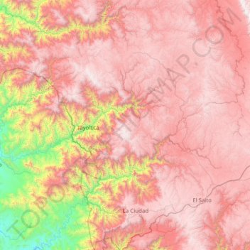 Mapa topográfico San Dimas, altitud, relieve