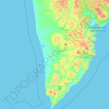 Mapa topográfico Усть-Большерецкий район, altitud, relieve