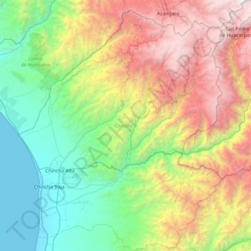 Mapa topográfico Provincia de Chincha, altitud, relieve