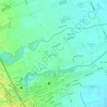 Mapa topográfico Bañadero, altitud, relieve