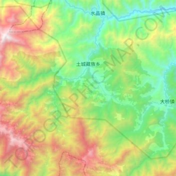 Mapa topográfico 土城藏族乡, altitud, relieve