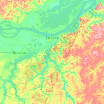 Mapa topográfico Parintins, altitud, relieve