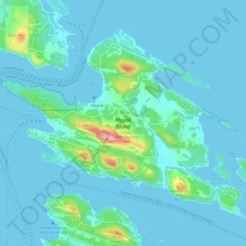 Mapa topográfico Mayne Island, altitud, relieve