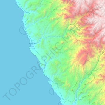 Mapa topográfico Provincia de Huarmey, altitud, relieve