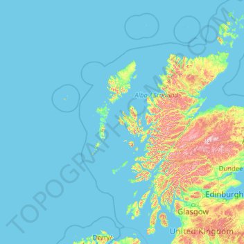 Mapa topográfico Hebrides, altitud, relieve