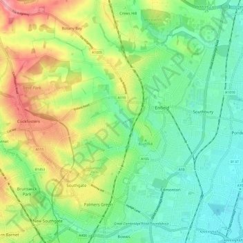 Mapa topográfico Salmons Brook, altitud, relieve