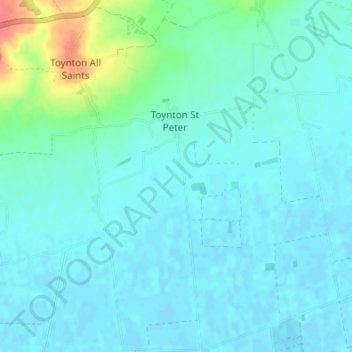 Mapa topográfico Toynton St Peter, altitud, relieve