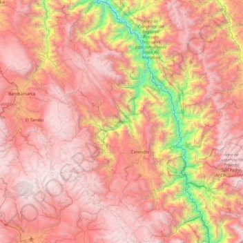 Mapa topográfico Provincia de Celendín, altitud, relieve