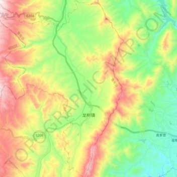 Mapa topográfico 龙树镇, altitud, relieve