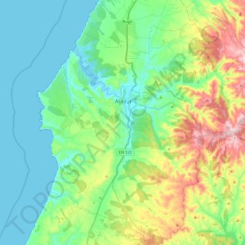 Mapa topográfico Aljezur, altitud, relieve