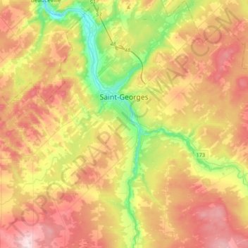 Mapa topográfico Saint-Georges, altitud, relieve