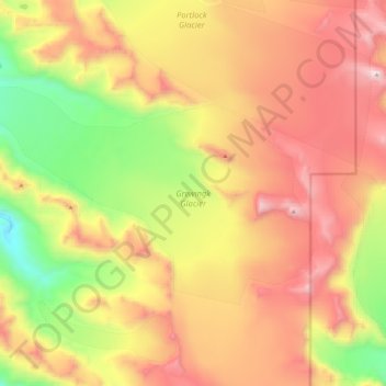 Mapa topográfico Grewingk Glacier, altitud, relieve