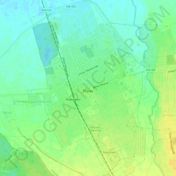 Mapa topográfico Терек, altitud, relieve