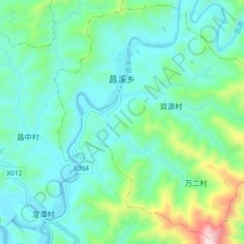Mapa topográfico 昌溪乡, altitud, relieve