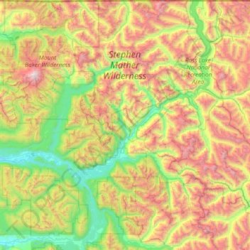 Mapa topográfico Stephen Mather Wilderness, altitud, relieve