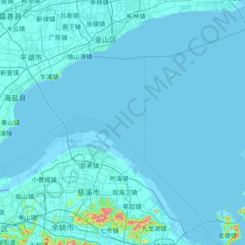 Mapa topográfico 杭州湾, altitud, relieve