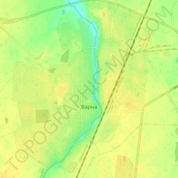 Mapa topográfico Варна, altitud, relieve