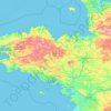 Mapa topográfico Bretagne, altitud, relieve