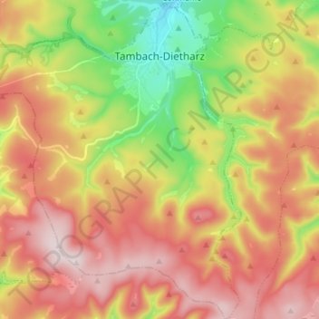 Mapa topográfico Tambach-Dietharz, altitud, relieve