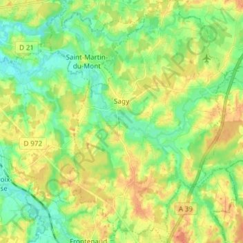 Mapa topográfico Sagy, altitud, relieve