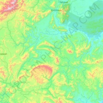 Mapa topográfico Tongod, altitud, relieve