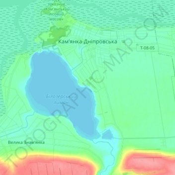 Mapa topográfico Каменка-Днепровская, altitud, relieve